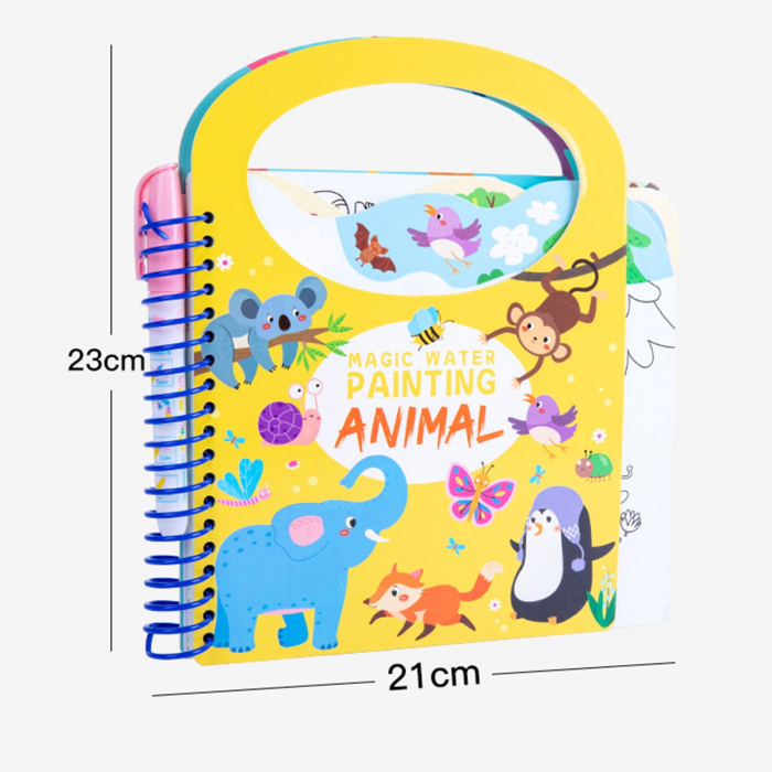 Carte de colorat reutilizabila, Magic Water, diverse modele, 12 pagini [3]