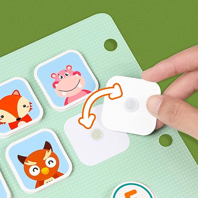 Caiet interactiv cu activitati reutilizabile si stickere Quiet Book, Verde cu animale din jungla. [2]