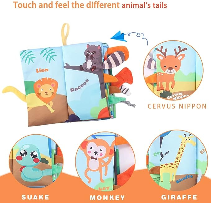 Carte interactiva Montessori, pentru copii, din material textil, cu animale. [2]