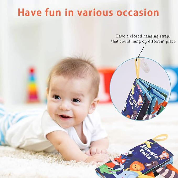 Carte interactiva Montessori, pentru copii, din material textil, cu animale. [3]