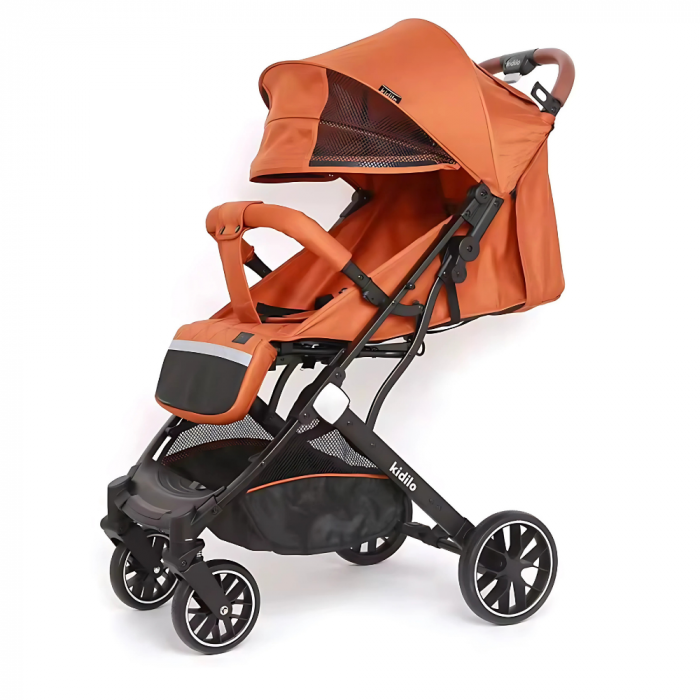 Carucior Sport cu Pliere tip Troller, cu Pozitie de Somn si Spatar Reglabil - Caramiziu [1]
