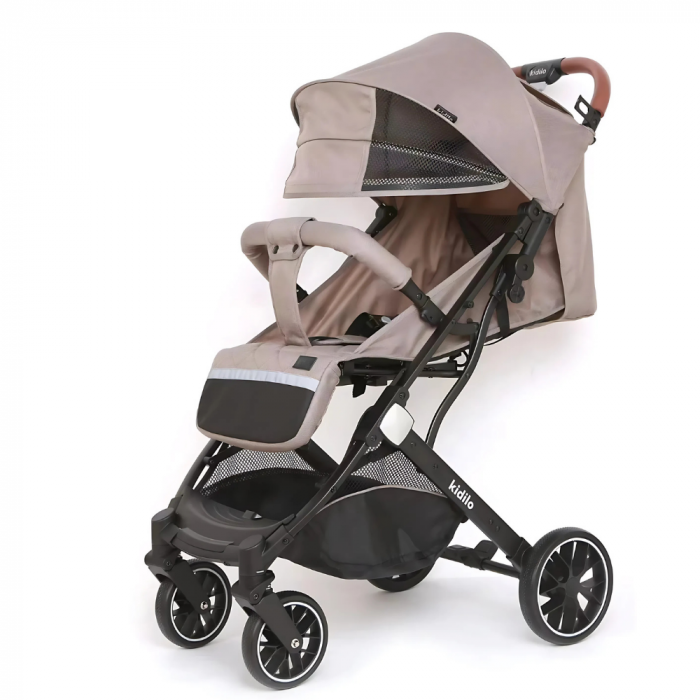 Carucior Sport cu Pliere tip Troller, cu Pozitie de Somn si Spatar Reglabil - Bej [1]