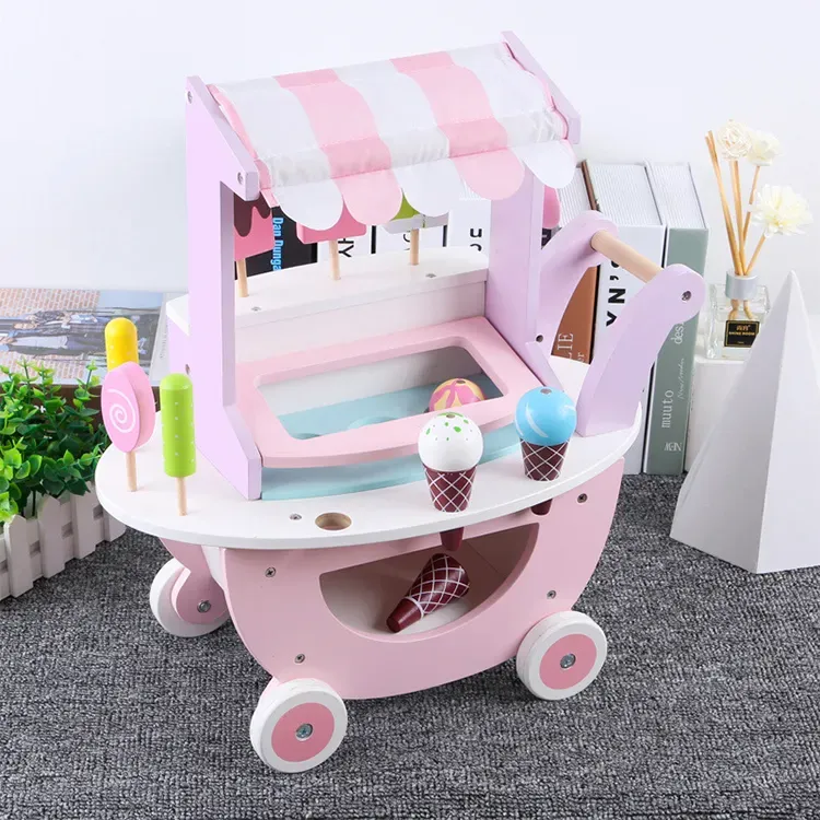 Carucior și Stand de Înghețată din Lemn - Jucărie Montessori [1]