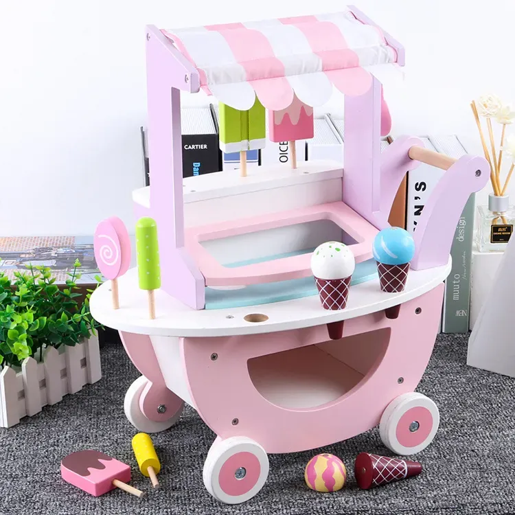 Carucior și Stand de Înghețată din Lemn - Jucărie Montessori [2]