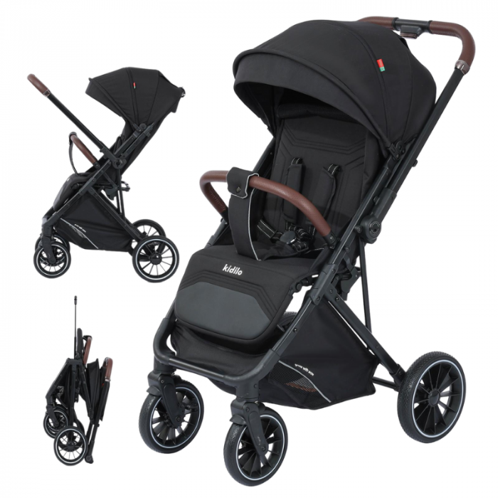 Carucior Sport cu Pliere Tip Troller, cu Pozitie de Somn si Maner Reversibil - Negru [1]
