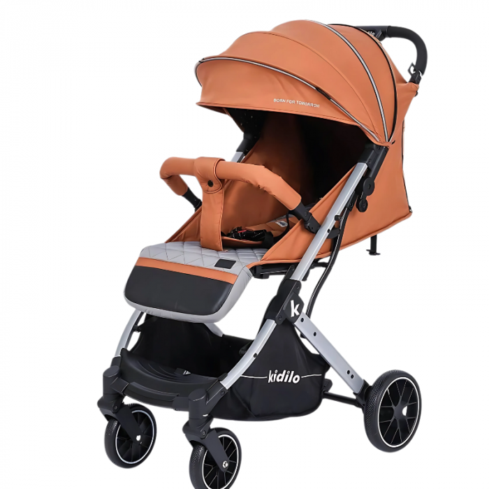 Carucior Sport cu Pliere Tip Troller, cu Pozitie de Somn, Portocaliu [4]