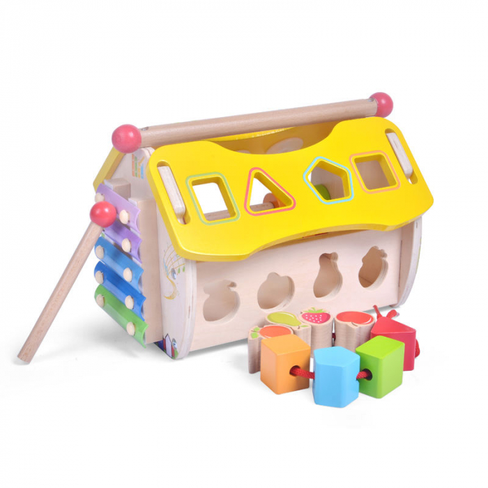 Casă din lemn Acool Toy - Cu xilofon, sortator, angrenaje, ceas, coș de gunoi [5]