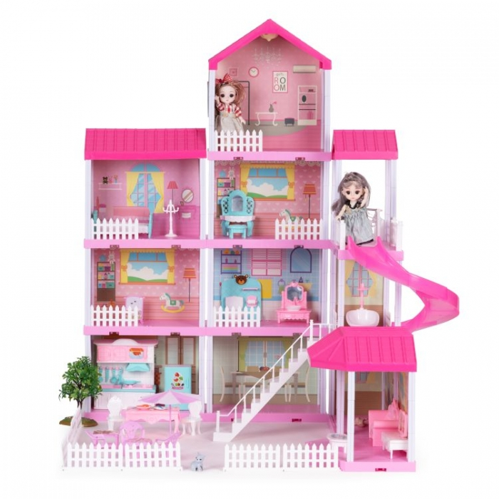 Casuta pentru papusi cu mobilier, gradina si LED-uri Ecotoys HC507639 [1]