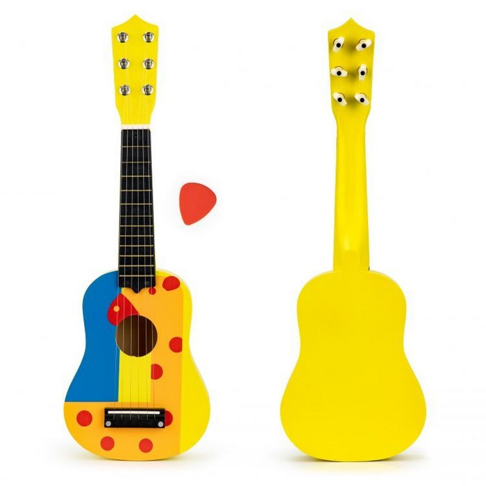 Chitara din lemn pentru copii cu corzi metalice Ecotoys F018YELLOW [1]