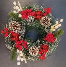 Coronita Artificiala Verde Craciun 30 cm – Ornament Elegant de Sarbatori [1]