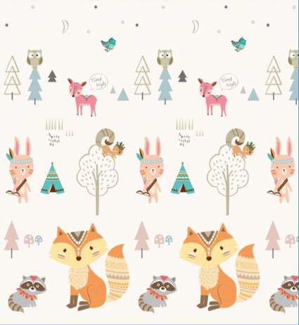 Covor Pliabil pentru Bebelusi, 2 fete - panda/padure magica, 180/200/0.9cm [9]