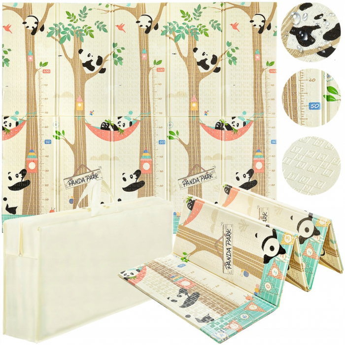 Covor Pliabil pentru Bebelusi, 2 fete - panda/padure magica, 180/200/0.9cm [5]