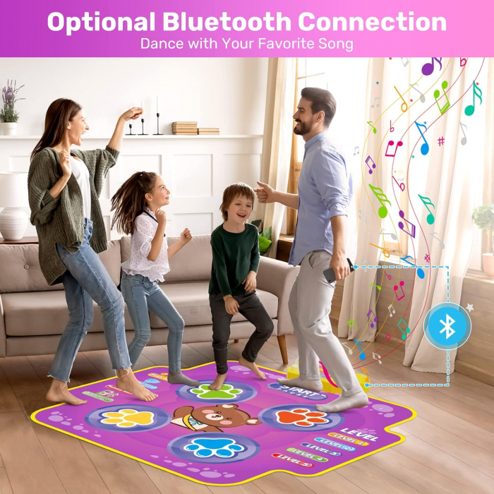 Covoras de Dans Interactiv pentru Copii, cu Muzica si Lumini LED, Mov [3]