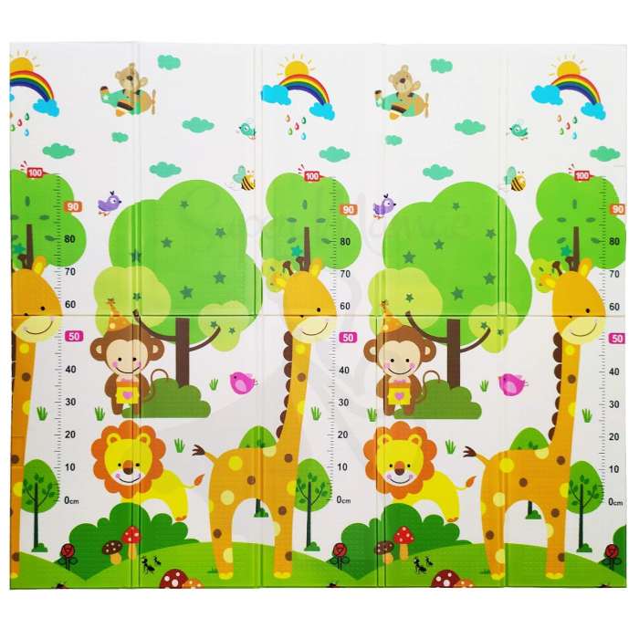 Covoras de joaca pliabil, pentru bebelusi - 2 fete girafa/numere ,180/200/0.8cm [3]