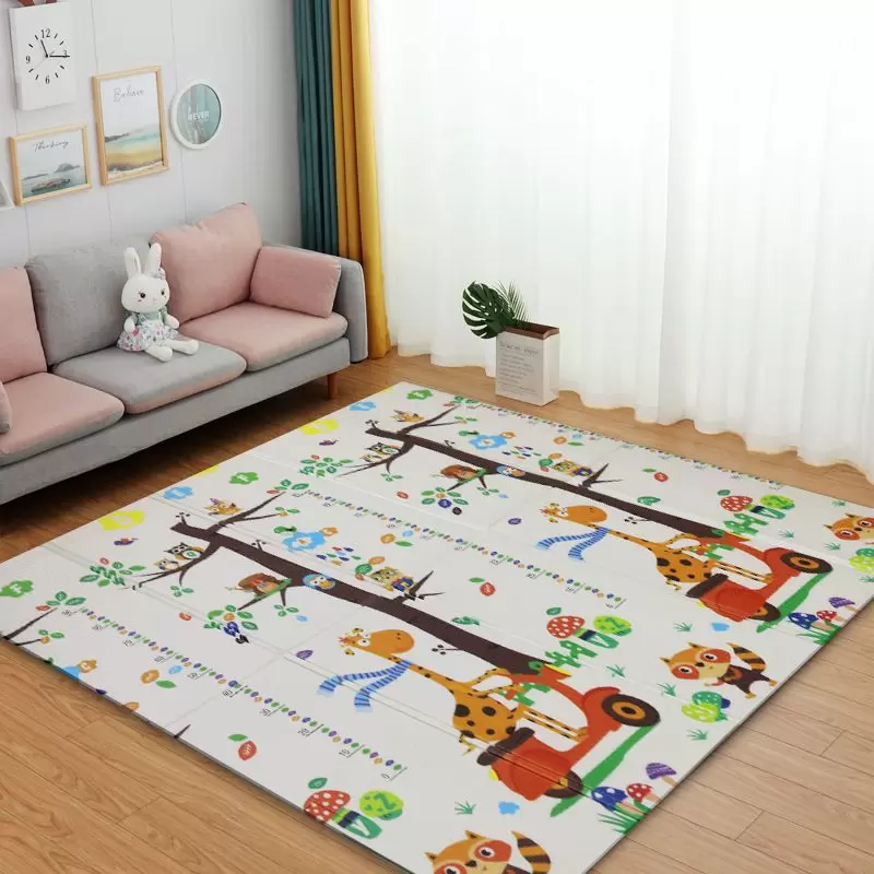 Covoras de joaca pliabil, pentru bebelusi - 2 fete girafa pe scooter/animalute, 180/200/0.8cm [2]