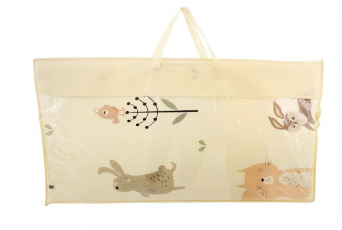 Covoras de joaca pliabil, pentru bebelusi - 2 fete girafa pe scooter/animalute, 180/200/0.8cm [6]