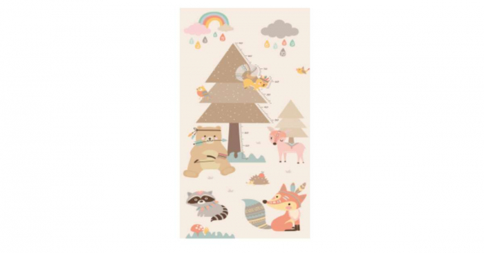 Covoras de joaca pliabil, pentru bebelusi - 2 fete girafa pe scooter/animalute, 180/200/0.8cm [4]