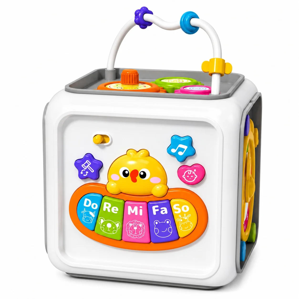 Cub Educativ 6 in 1 Interactiv pentru Copii, cu Pian, Labirint cu Margele, Sortator de Forme si Jocuri de Indemanare [5]