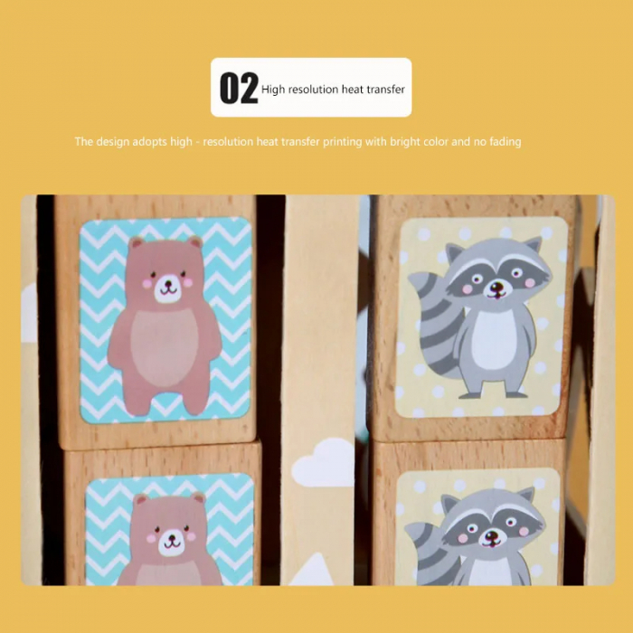 Cub Montessori din Lemn cu 5 Activitati Educative, Culori Pastel [6]