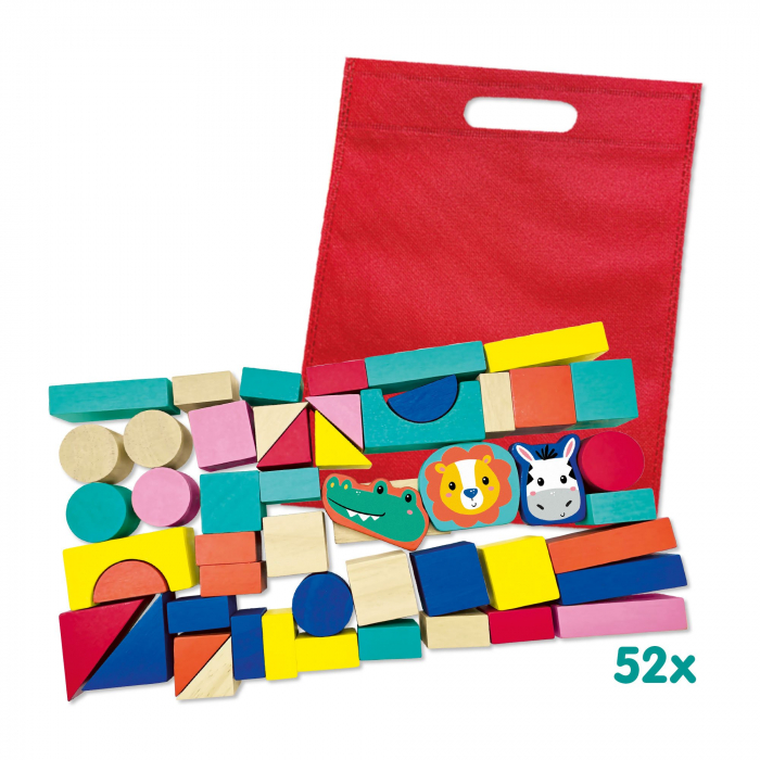 Cuburi din lemn colorate cu animale (50 piese) [2]
