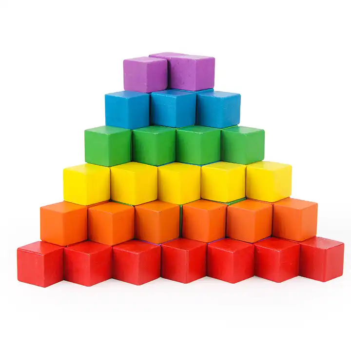 Cuburi din Lemn Multicolore - Set de 60 de Piese [8]