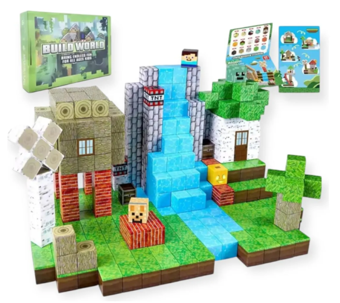 Cuburi STEM Magnetice Tip Minecraft - 178 Piese, 2 cm [1]
