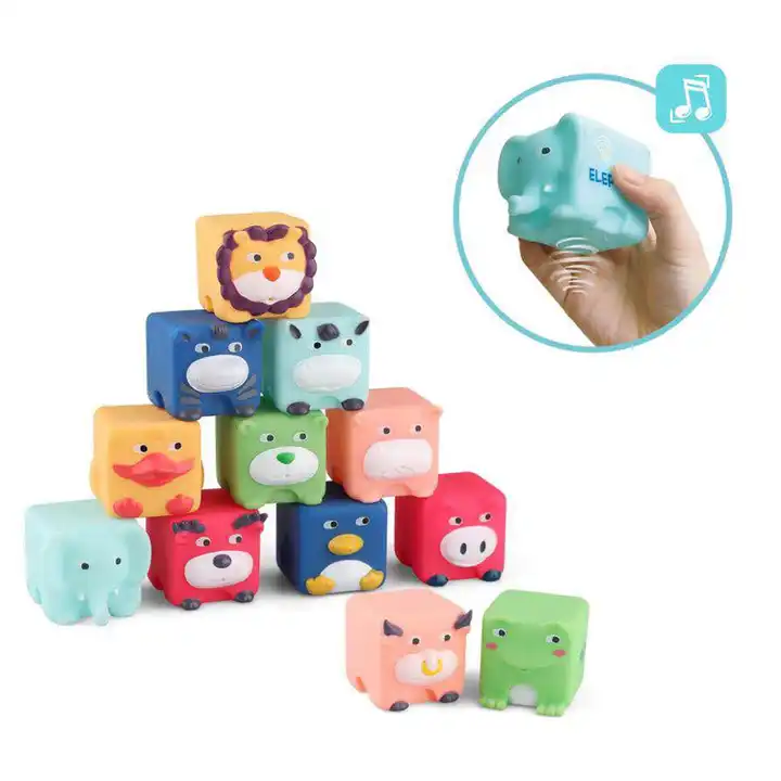 Cuburi Senzoriale Texturate cu Sunete si Lumini pentru Bebelusi, Animalute Vesele, 6 Bucati [6]