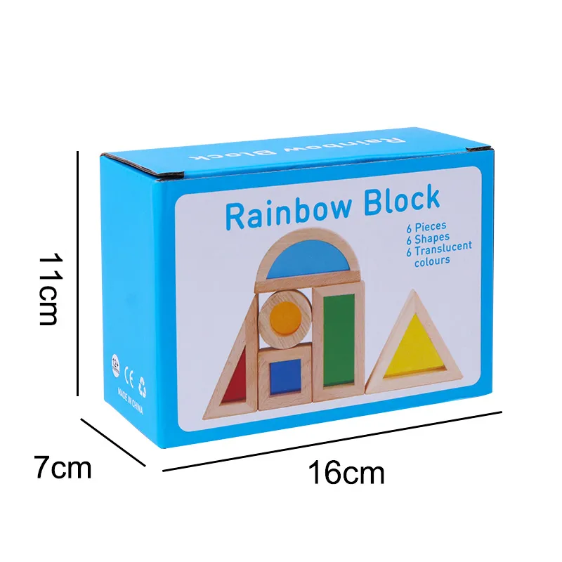 Cuburi Senzoriale de Construit din Lemn Montessori - Set Educativ cu 6 Piese, Forme Geometrice [7]