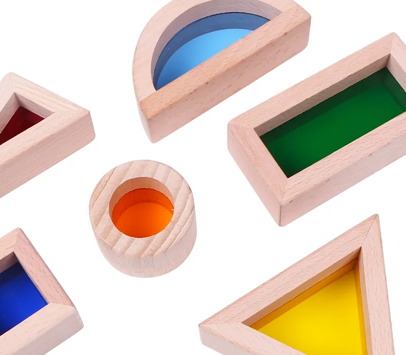 Cuburi Senzoriale de Construit din Lemn Montessori - Set Educativ cu 6 Piese, Forme Geometrice [5]