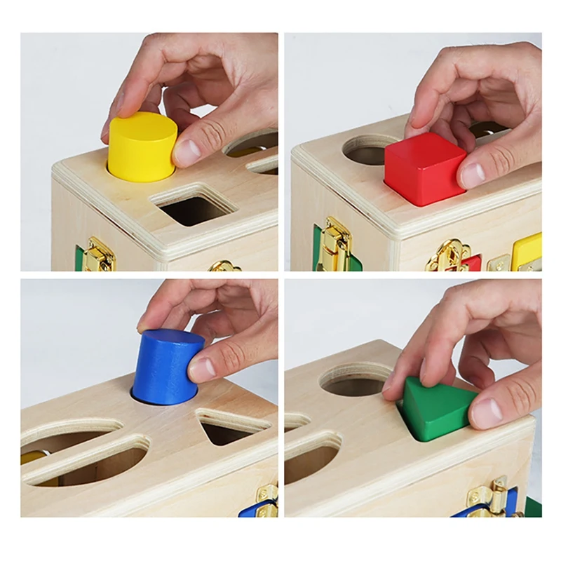 Cutie Montessori din lemn Busy Board cu Încuietori și Forme Geometrice pentru Copii Descurcăreți! [4]
