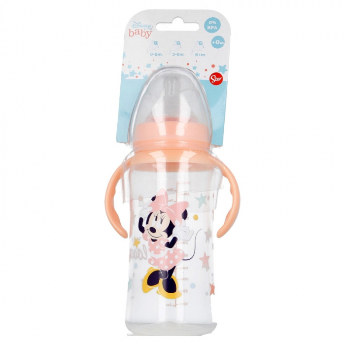 DISNEY MINNIE BIBERON 360 ML ANTICOLICI , DEBIT VARIABIL, CU MANER [6]