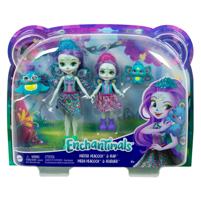 Enchantimals Set Papusi Surori Si Animalutele Lor Patter Peacock Si Flap Si Piera Peacock Si Feather [1]