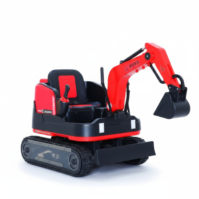 Excavator Electric pentru Copii cu Brat Mobil, Jucarie de Exterior 2 Motoare 55W cu Telecomanda pentru Parinti, ROSU/NEGRU [2]