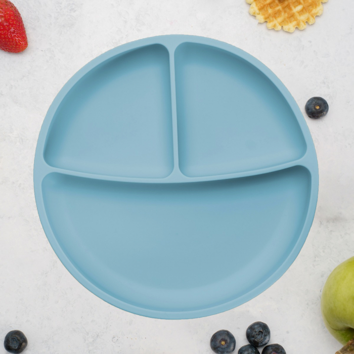 Farfurie compartimentata din silicon cu ventuza, AppeKids - Aqua Blue [1]