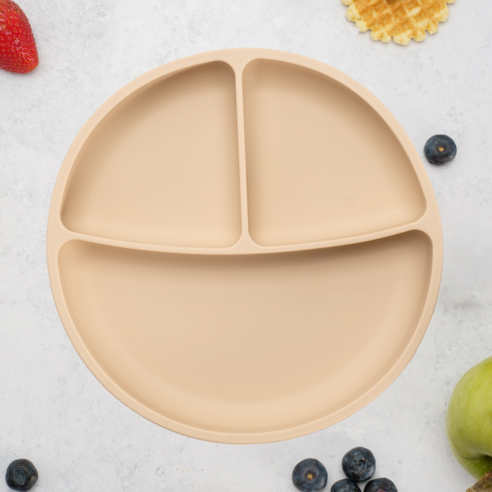 Farfurie compartimentata din silicon cu ventuza, AppeKids - Bubble Beige [1]