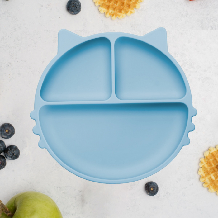 Farfurie compartimentata din silicon cu ventuza, AppeKids - Kitty - Aqua Blue [1]