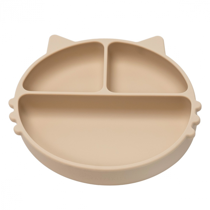Farfurie compartimentata din silicon cu ventuza, AppeKids - Kitty - Bubble Beige [5]