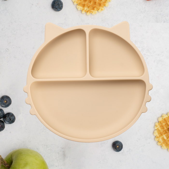 Farfurie compartimentata din silicon cu ventuza, AppeKids - Kitty - Bubble Beige [1]