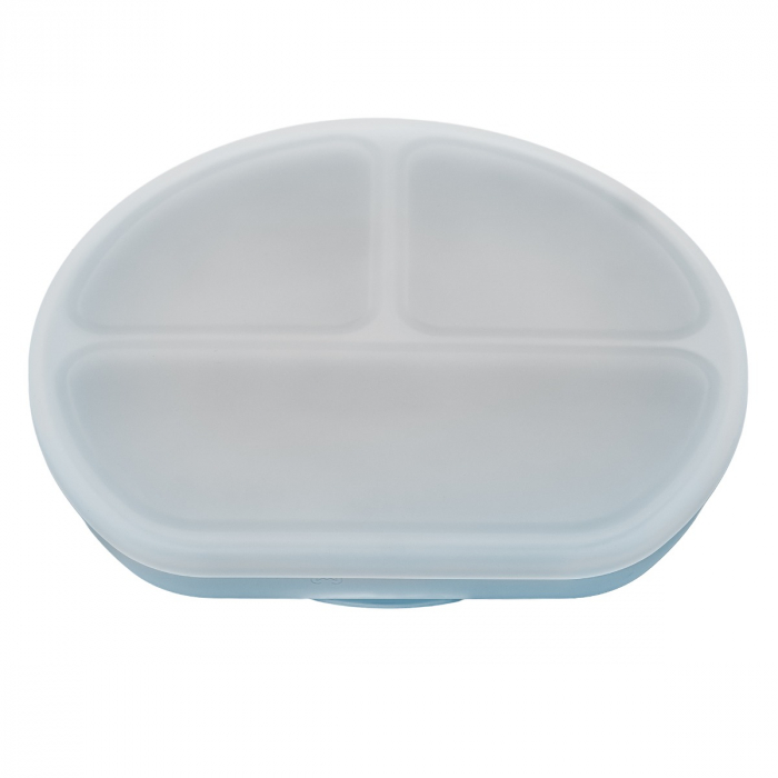 Farfurie compartimentata din silicon cu ventuza si capac, AppeKids - Aqua Blue [5]