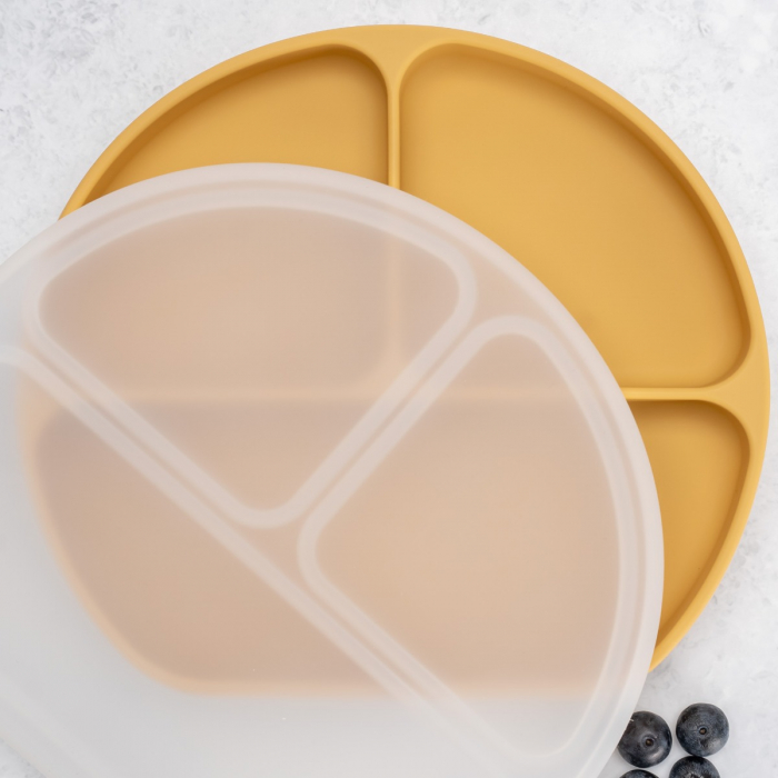 Farfurie compartimentata din silicon cu ventuza si capac, AppeKids - Honey [1]