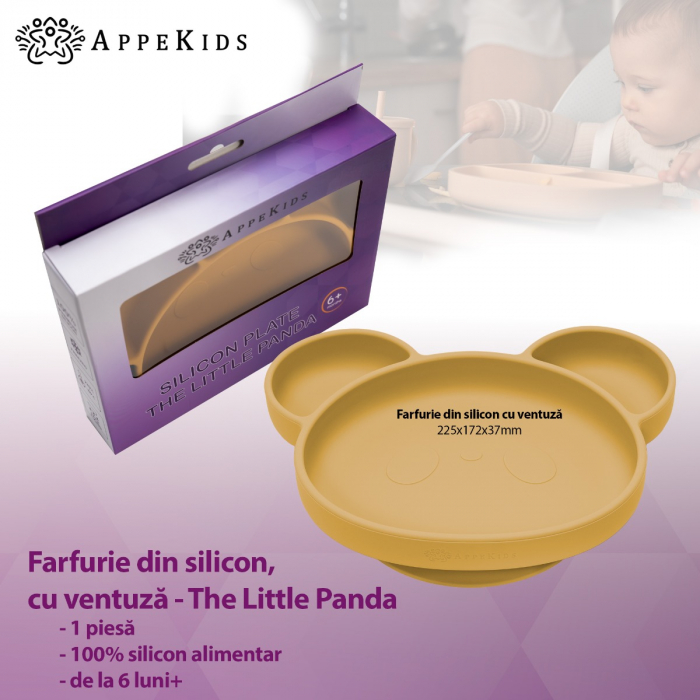 Farfurie din silicon cu ventuza, AppeKids, Panda - Honey [2]