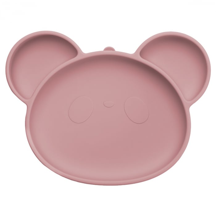 Farfurie din silicon cu ventuza, AppeKids, Panda - Old Rose [5]