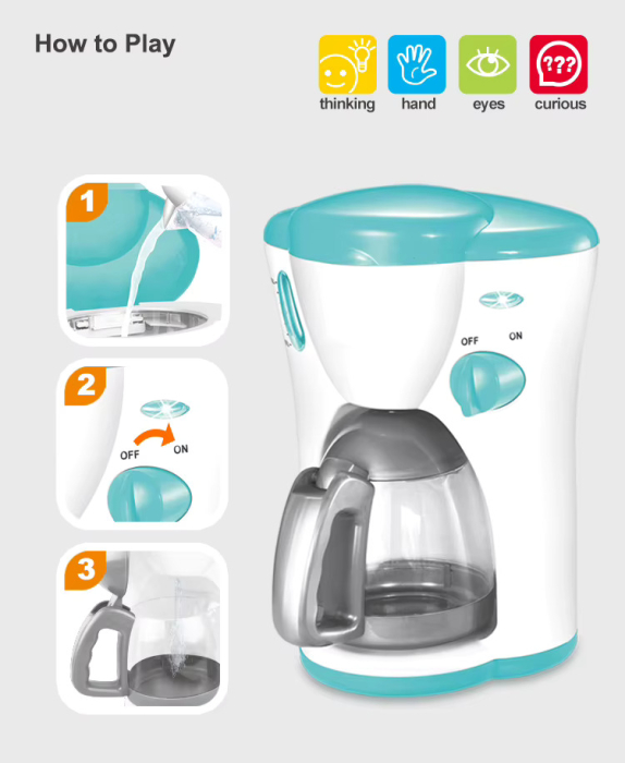 Filtru de Cafea de Jucarie cu Recipient si Lumini, Turcoaz [4]