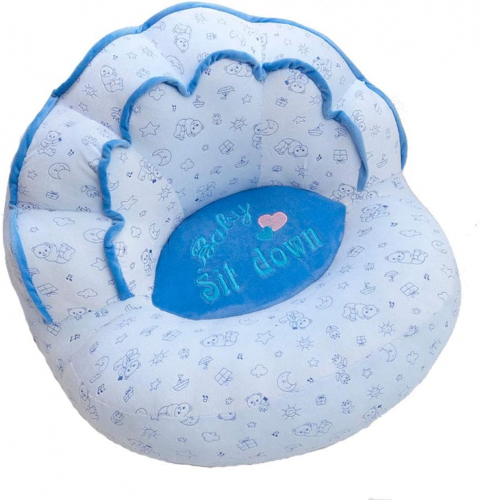 Fotoliu din plus pentru copii Scoica - Bleu cu model [1]