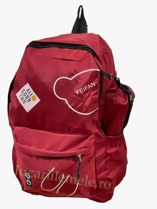 Ghiozdan "All Good Fun" Rosu cu penar pentru scoala - 42 cm si 2 compartimente [1]