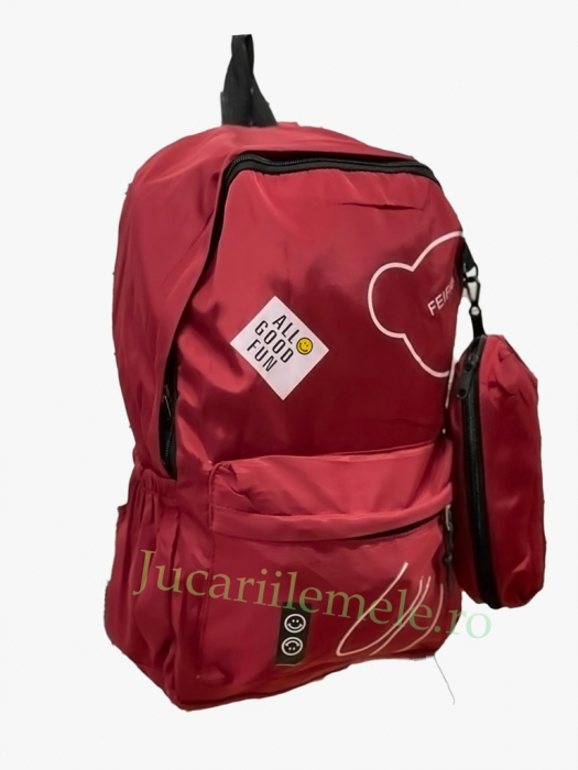 Ghiozdan "All Good Fun" Rosu cu penar pentru scoala - 42 cm si 2 compartimente [3]