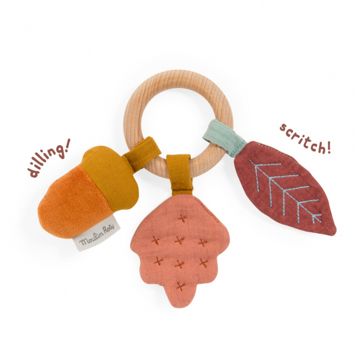 Inel lemn zornaitoare bebe, Moulin Roty [4]