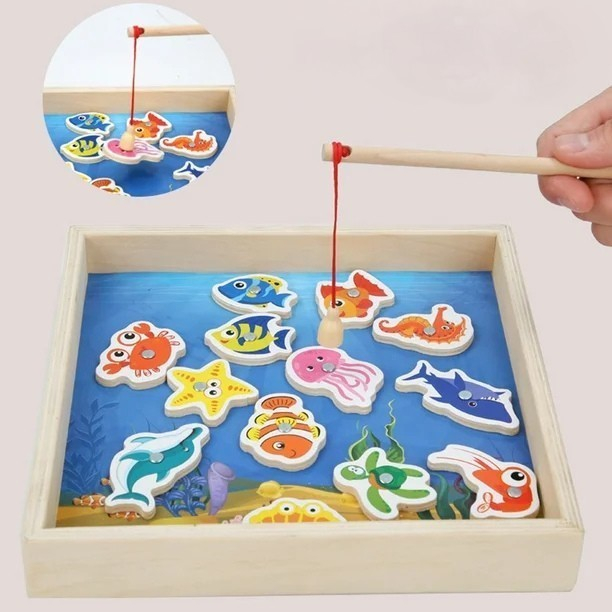 Joc 2 in 1 Montessori, Pescuit Magnetic Pestisori si Mozaic Iepuras [3]