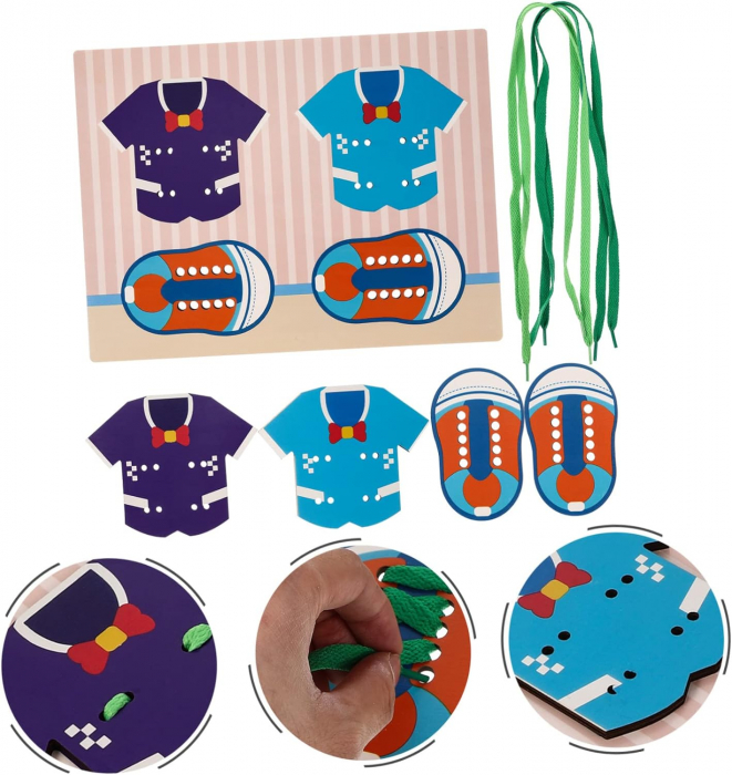 Joc din lemn 2 in 1  - snuruit si puzzle [3]