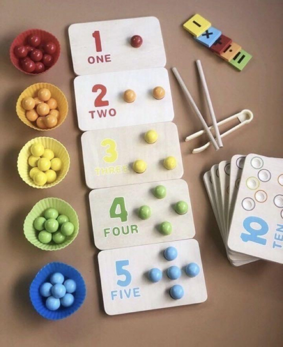 Joc Cognitiv din Lemn pentru Copii - Matematică, Culori și Logică [2]